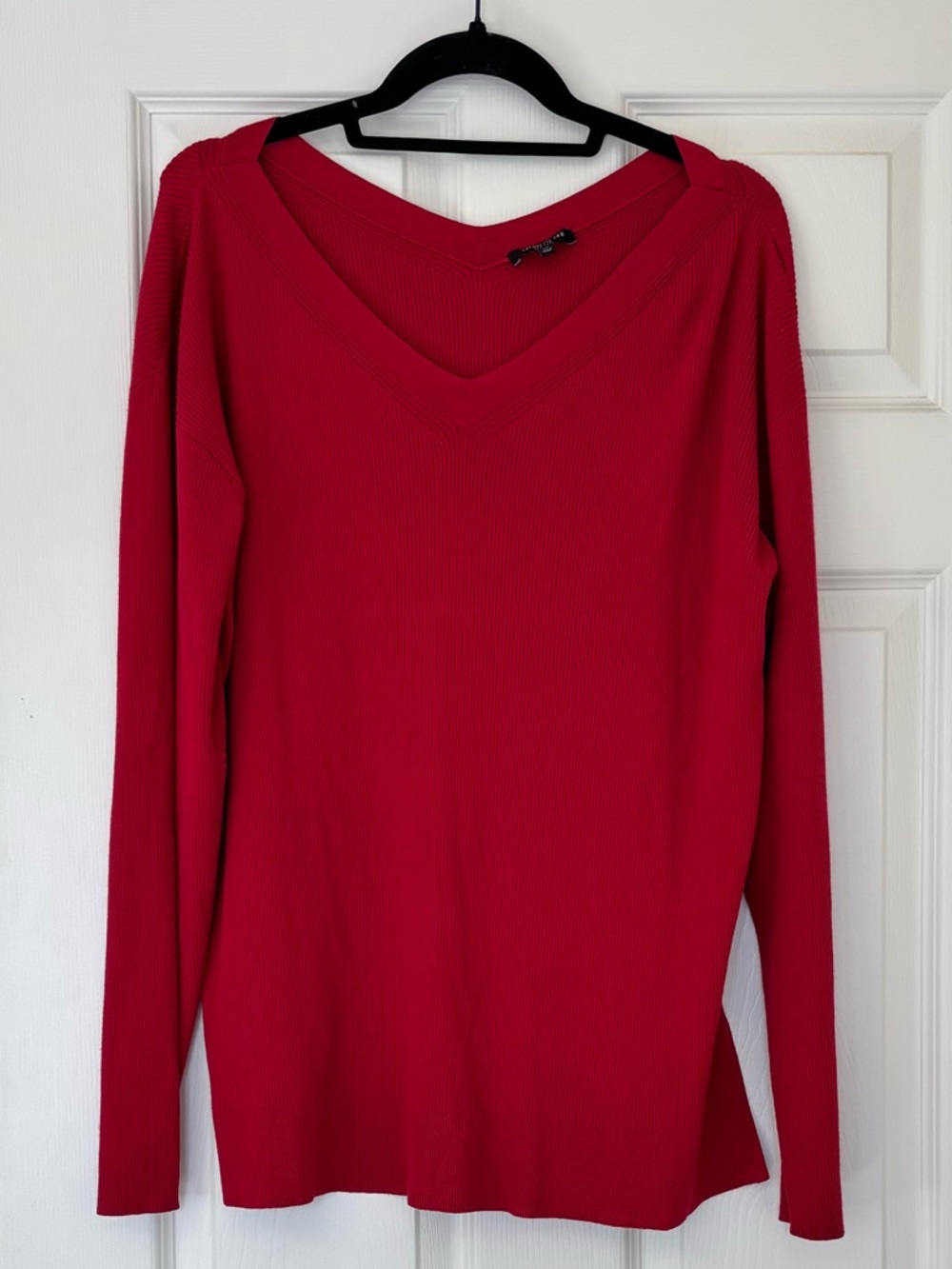 Lafayette 148 New York Ribbed V Neck Sweater